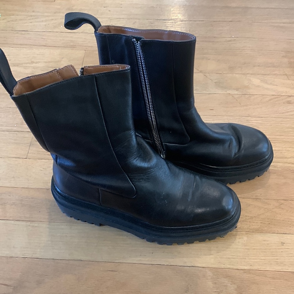 Zara zip up lug sole bootie